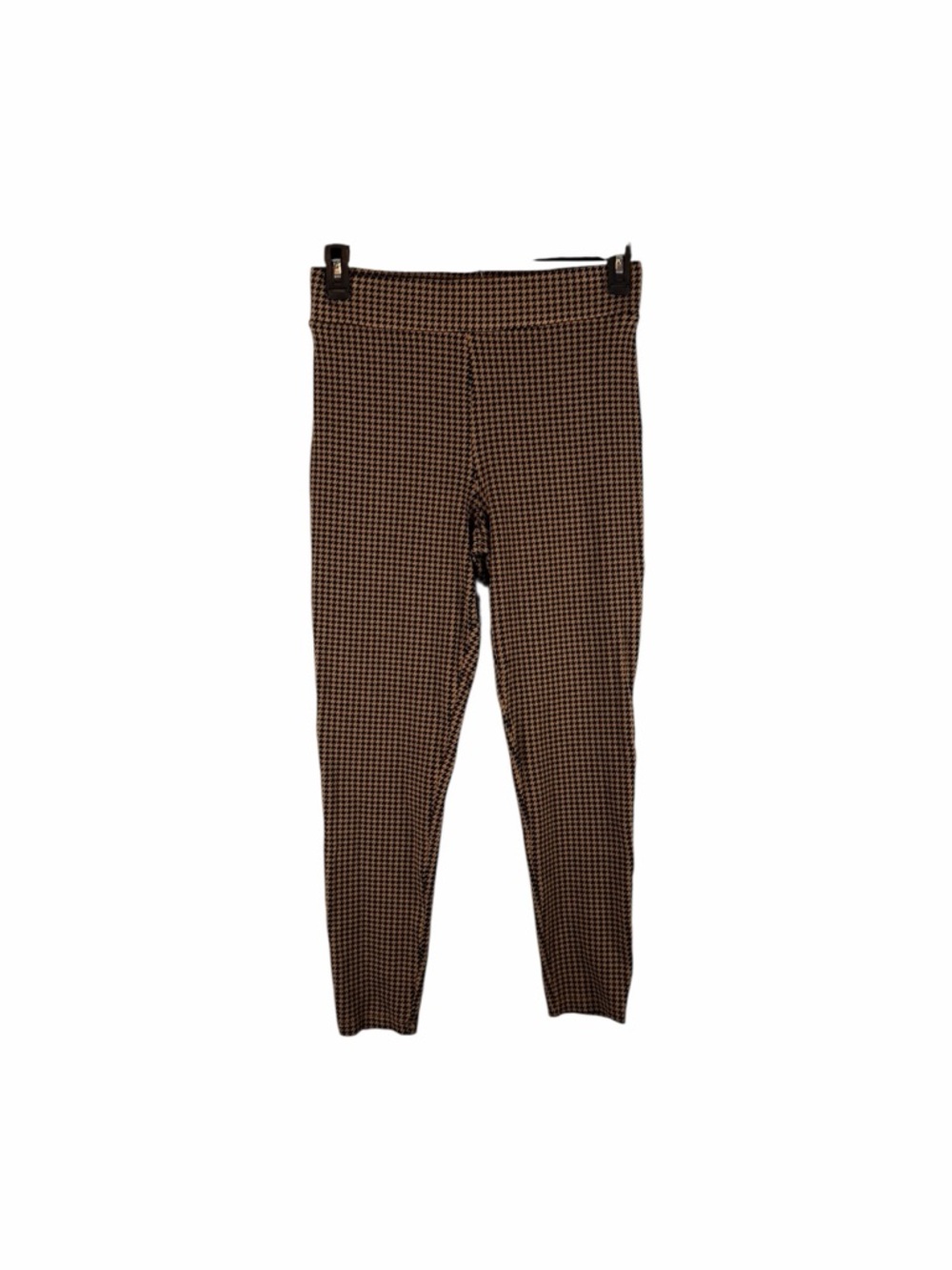 LOFT Houndstooth Ponte Leggings Brown Black Pull On Pants Size M